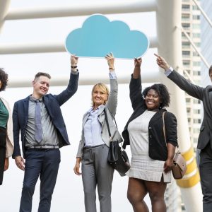 Successful business people in the city